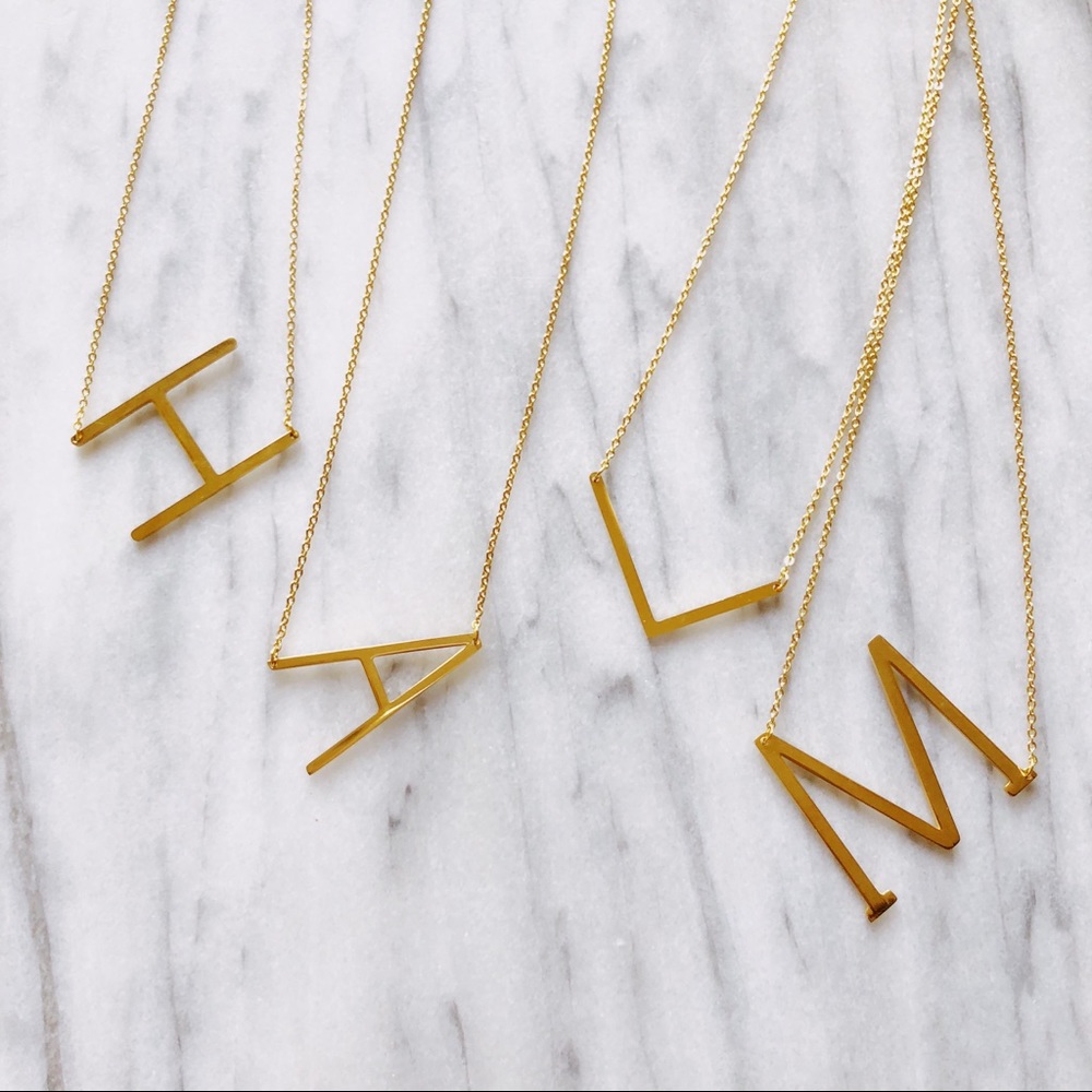 Gold Plated Initial Letter Pendant Necklace custom